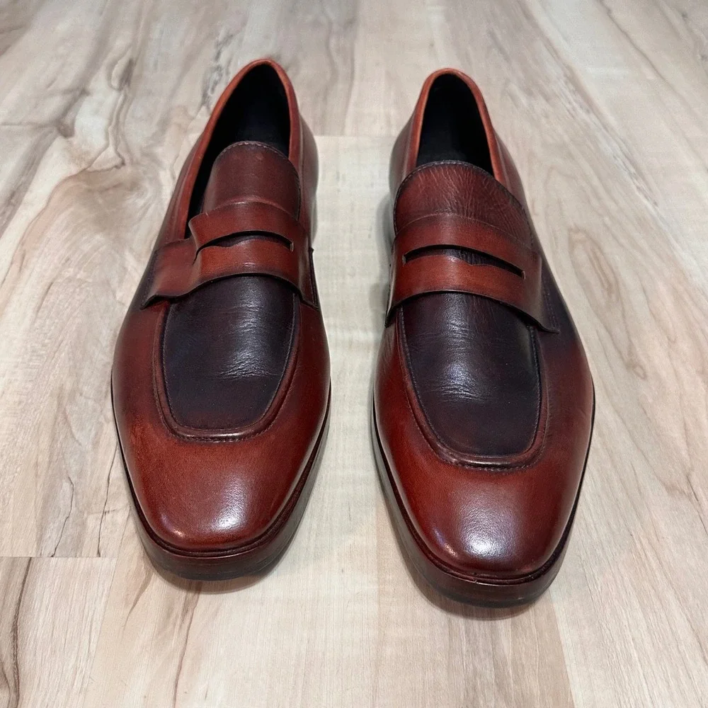 Lethato Handcrafted Leather Penny Loafer New without box Size 11.5/12 in‎ Brown